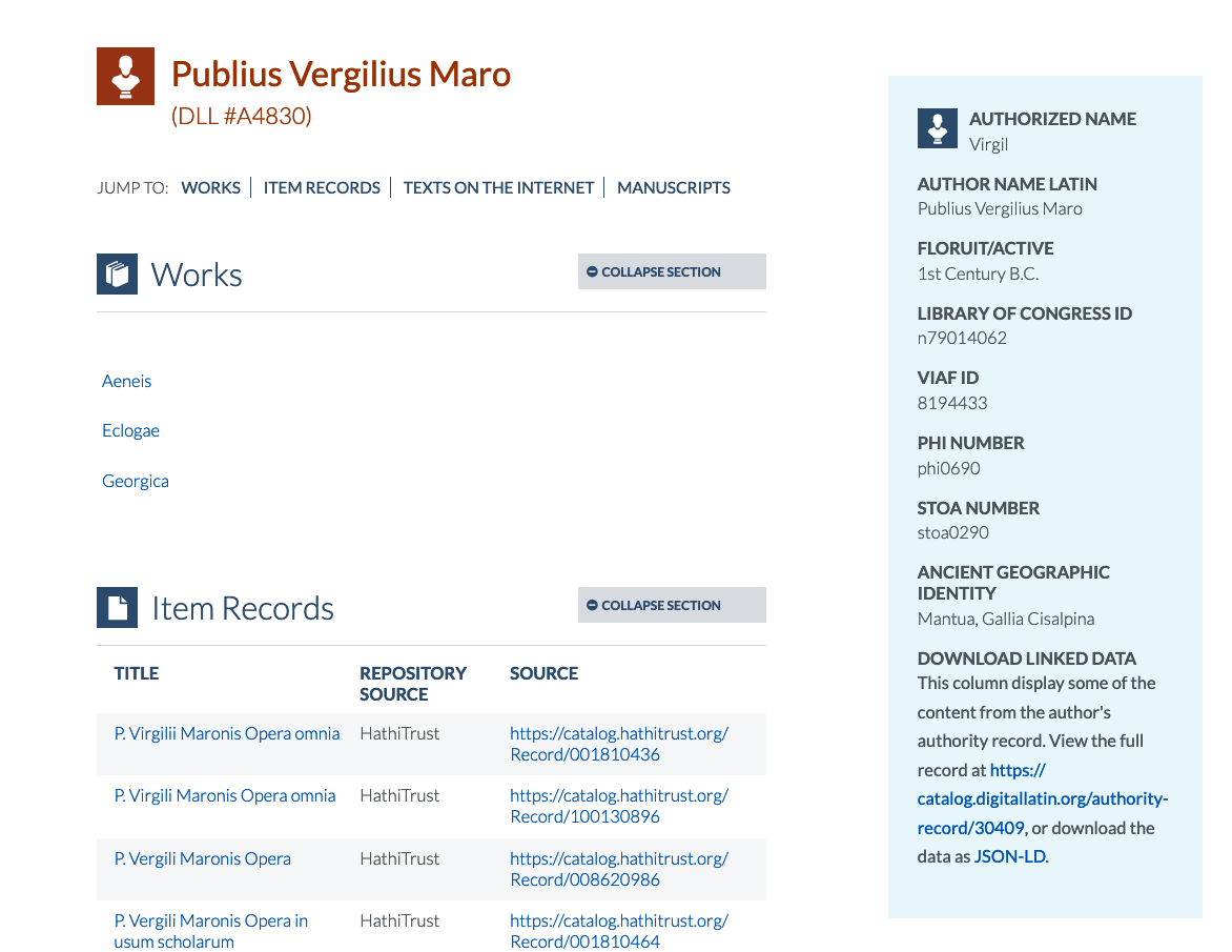 Screenshot of the old Author Authority page